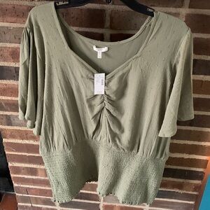 Women’s Plus Size Maurice’s, Smocked Clip Dot Blouse, 3X